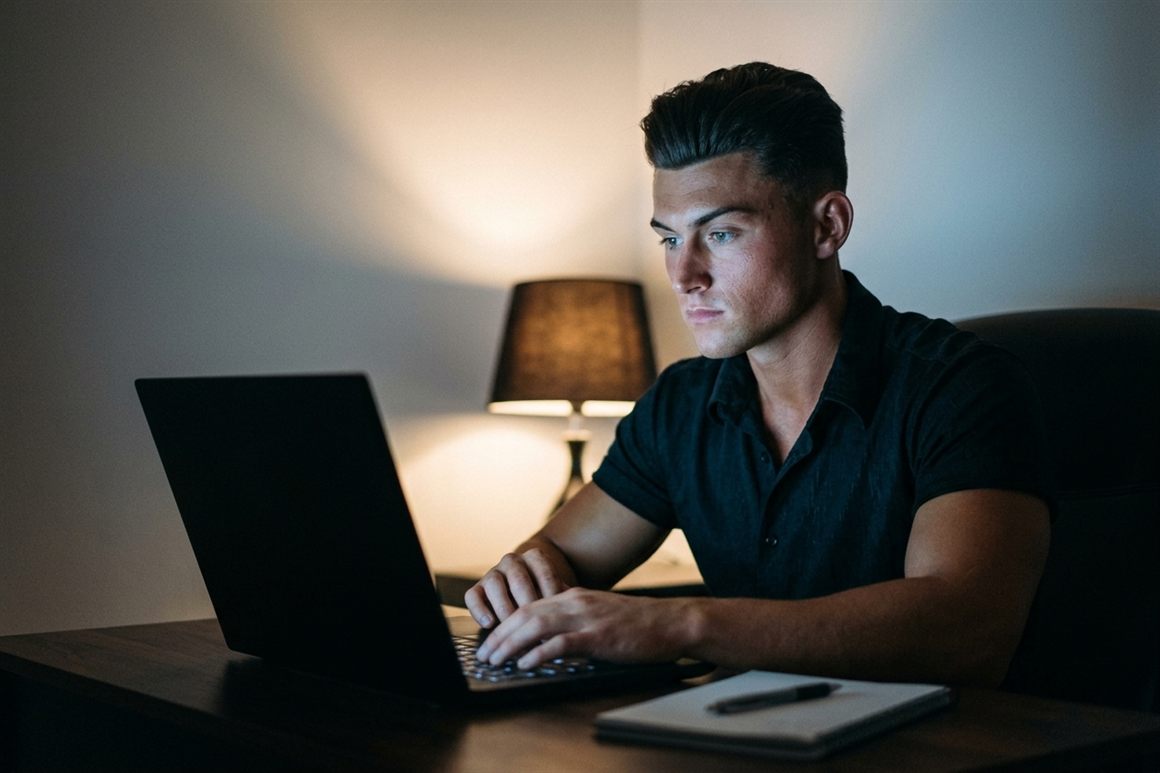 Isaac Svobodny working at a desk
